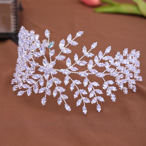 Diadema de Novia, aleación de zinc, para novia & micro arcilla de zirconia cúbica & para mujer, más colores para la opción, 250x70mm, Vendido por UD