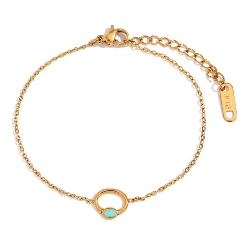 Stainless Steel Jewelry Bracelet, 304 Stainless Steel, with 3cm extender chain, 18K gold plated, fashion jewelry & for woman & enamel, golden, Length:Approx 16 cm, Sold By PC