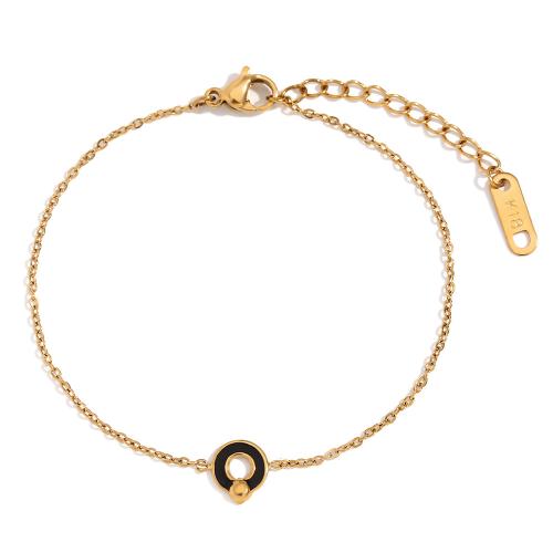 Stainless Steel Jewelry Bracelet, 304 Stainless Steel, with 3cm extender chain, 18K gold plated, fashion jewelry & for woman & enamel, golden, Length:Approx 16 cm, Sold By PC