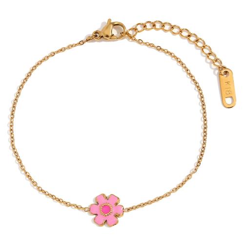 Pulsera de Acero Inoxidable, acero inoxidable 304, con 3cm extender cadena, 18K chapado en oro, Joyería & para mujer & esmalte, dorado, longitud:aproximado 16 cm, Vendido por UD