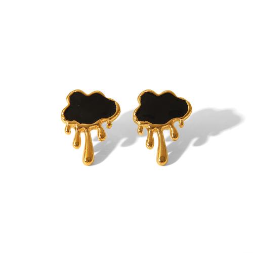 Stainless Steel Stud Earrings, 304 Stainless Steel, fashion jewelry & for woman, golden, 24x18mm, Sold By Pair