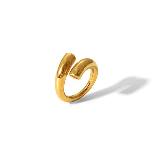 Stainless Steel Finger Ring, 304 Stainless Steel, 18K gold plated, fashion jewelry & for woman, golden, Sold By PC