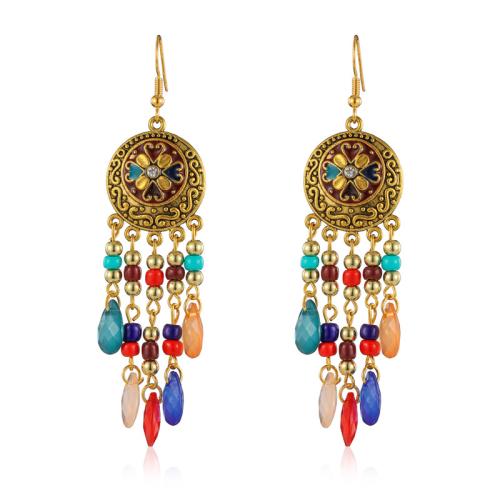 Tibetan Style Drop Earrings, fashion jewelry & for woman & enamel, more colors for choice, 87x21mm, Sold By Pair