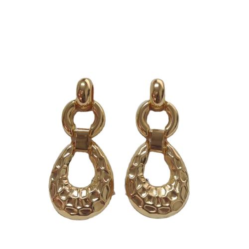 Boucle d'oreille dormeuse en alliage de zinc, bijoux de mode & pour femme & creux, doré, 59x25mm, Vendu par paire