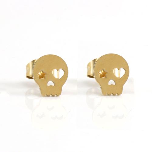 Stainless Steel Stud Earrings 304 Stainless Steel 18K gold plated fashion jewelry & for woman & hollow golden Sold By Pair