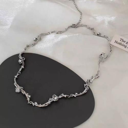 Zinc Alloy Jewelry Necklace fashion jewelry & for woman & with rhinestone Length Approx 45 cm Sold By PC