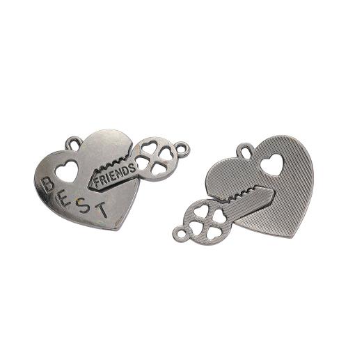 Zinklegierung Herz Anhänger, DIY, keine, Key:25x11x1.5mm;Heart:25x25x1.5mm, verkauft von PC