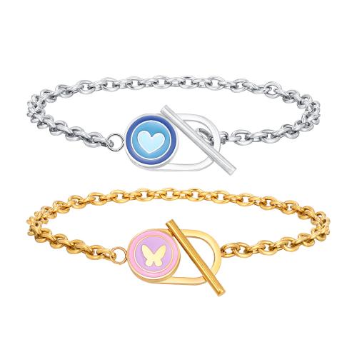 Stainless Steel Jewelry Bracelet, 304 Stainless Steel, different designs for choice & for woman & enamel, more colors for choice, Length:Approx 21.5 cm, Sold By PC