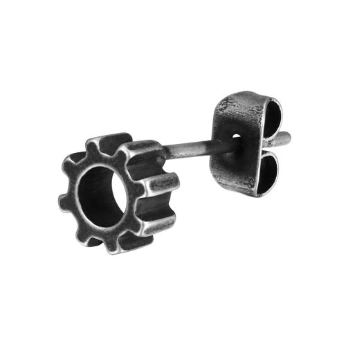 Stainless Steel Stud Earrings, 304 Stainless Steel, Gear Wheel, fashion jewelry & for man, 6mm, Sold By PC