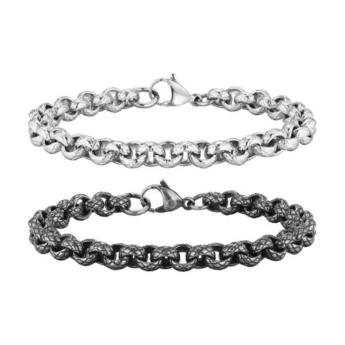 Bijoux bracelet en acier inoxydable, Acier inoxydable 304, bijoux de mode & pour homme, plus de couleurs à choisir, 7mm, Longueur:Environ 21 cm, Vendu par PC