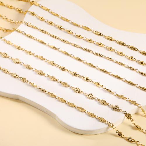 Anklet de acero inoxidable, acero inoxidable 304, 18K chapado en oro, Joyería & diferentes estilos para la opción & para mujer, dorado, Vendido por Sarta