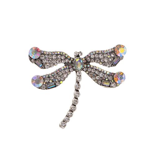 Tibetan Style Brooches, Dragonfly, fashion jewelry & for woman & with rhinestone, more colors for choice, 41x50mm, Sold By PC