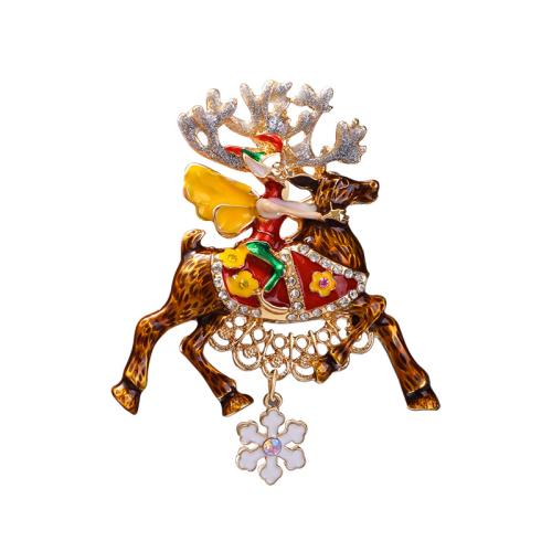 Tibetan Style Brooches, Deer, for woman & enamel & with rhinestone, 78x21mm, Sold By PC