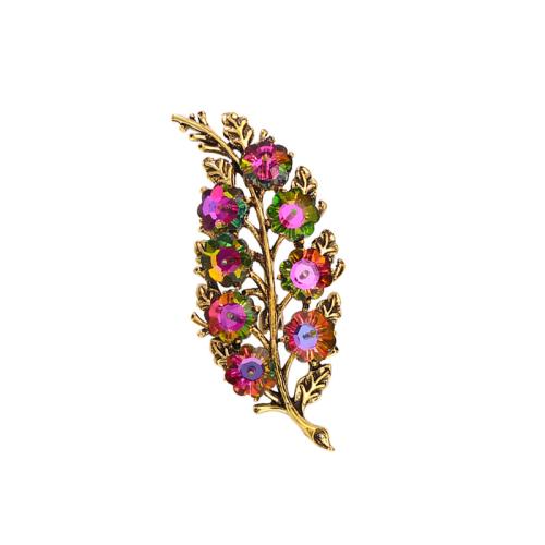 Zinc Alloy Brooches Leaf fashion jewelry & for woman & with rhinestone Sold By PC