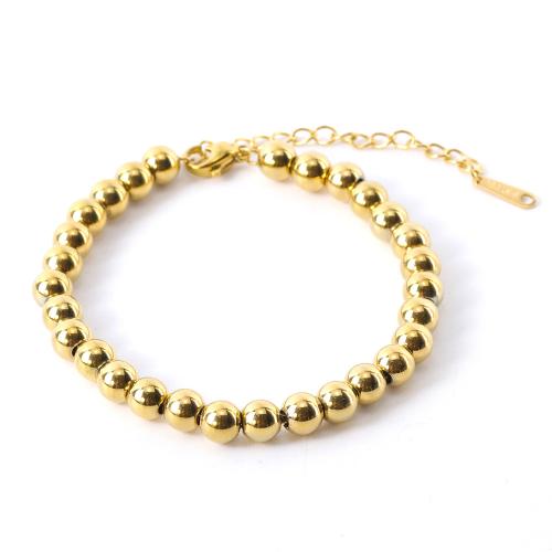 Bijoux bracelet en acier inoxydable, Acier inoxydable 304, avec 5cm chaînes de rallonge, Plaqué or 18K, bijoux de mode & pour femme, doré, 6mm, Longueur:Environ 17 cm, Vendu par PC