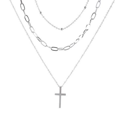 Stainless Steel Jewelry Necklace 304 Stainless Steel Cross polished fashion jewelry &  & for woman original color Sold By PC