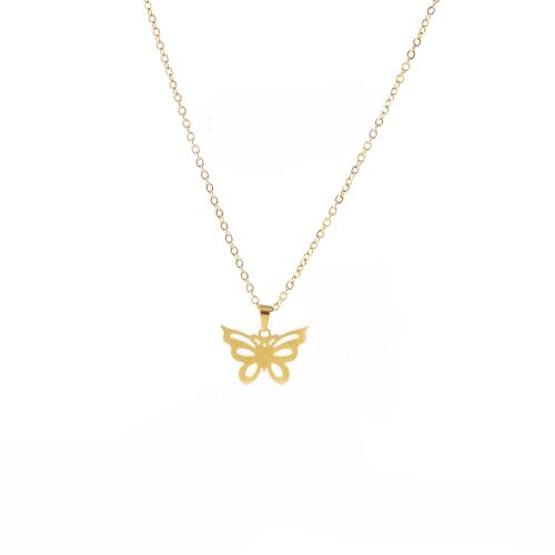 Stainless Steel Jewelry Necklace 304 Stainless Steel with 5cm extender chain Butterfly polished fashion jewelry & for woman golden Length Approx 45 cm Sold By PC