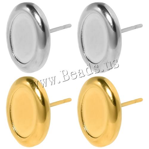 Stainless Steel Earring Stud Component 304 Stainless Steel Oval Vacuum Ion Plating DIY & for woman Sold By Pair