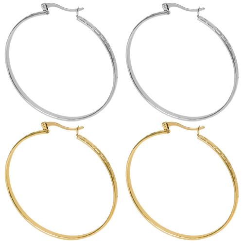 Stainless Steel Hoop Earring, 304 Stainless Steel, Donut, Vacuum Ion Plating, fashion jewelry & for woman, more colors for choice, 49x53mm, Sold By Pair