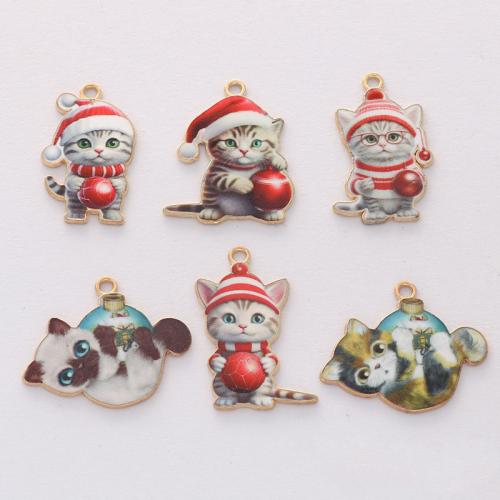 Zinc Alloy Christmas Pendants Cat gold color plated DIY nickel lead & cadmium free Approx Sold By Bag