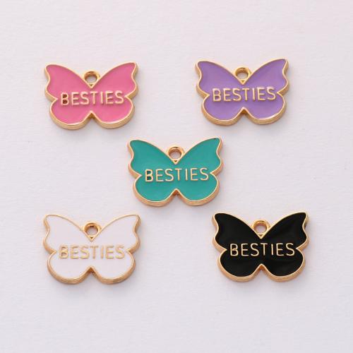 Tibetan Style Enamel Pendants, Butterfly, gold color plated, DIY, more colors for choice, nickel, lead & cadmium free, 15.30x19.80mm, Approx 100PCs/Bag, Sold By Bag