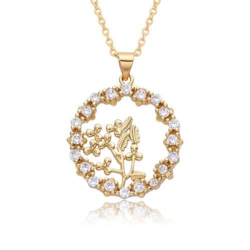 Cubic Zircon Micro Pave Brass Necklace gold color plated & micro pave cubic zirconia & for woman nickel lead & cadmium free Sold By PC