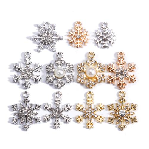 Tibetan Style Rhinestone Pendants, with Plastic Pearl, Snowflake, plated, DIY & with rhinestone, more colors for choice, nickel, lead & cadmium free, Sold By PC