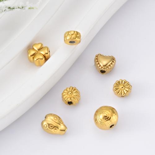 Titanium Steel Beads, gold color plated, DIY & different styles for choice, more colors for choice, 6PCs/Bag, Sold By Bag