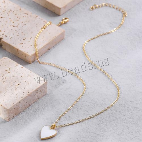 Tibetan Style Jewelry Necklace, with 5cm extender chain, Heart, gold color plated, fashion jewelry & enamel, more colors for choice, nickel, lead & cadmium free, Length:40.5 cm, Sold By PC