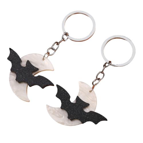 Tibetan Style Key Clasp, Acrylic, with Tibetan Style, Bat, fashion jewelry, black, 50x100mm, Sold By PC