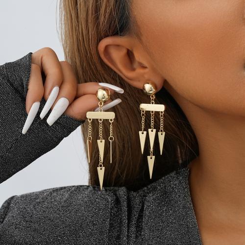 Tibetan Style Drop Earrings, gold color plated, fashion jewelry, golden, nickel, lead & cadmium free, 19x74mm, Sold By Pair