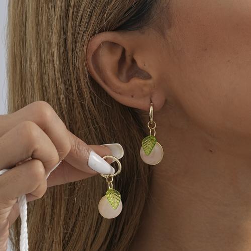 Boucles d'oreilles en alliage de zinc, avec Acrylique, Placage de couleur d'or, bijoux de mode, doré, protéger l'environnement, sans nickel, plomb et cadmium, 12x30mm, Vendu par paire