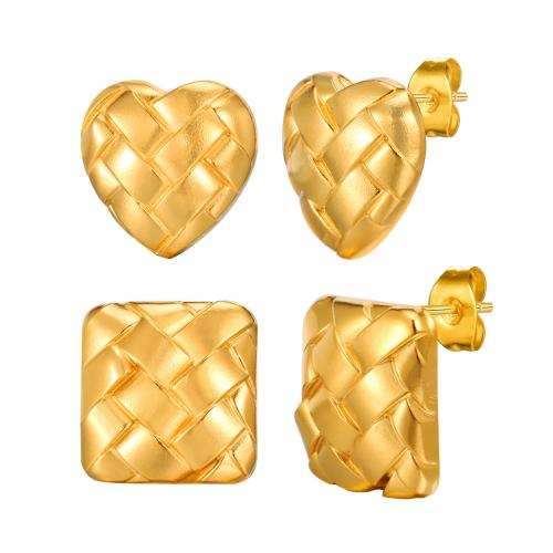 Pendientes de Acero Inoxidable, acero inoxidable 304, chapado en color dorado, Joyería & diferentes estilos para la opción & para mujer, Vendido por Par