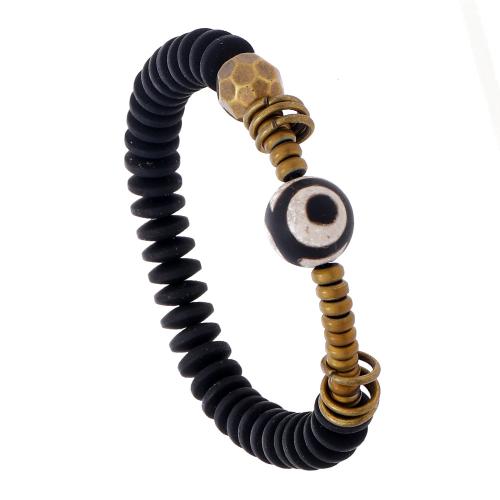 Bracelets de la BCC, Hématite, avec plastique revêtu de cuivre, fait à la main, bijoux de mode & unisexe, noire, Longueur:1.96-2.75 pouce, Vendu par PC