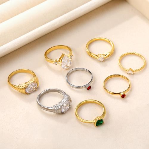 Rhinestone Stainless Steel Finger Ring, 304 Stainless Steel, plated, fashion jewelry & different size for choice & for woman & with rhinestone, more colors for choice, Sold By PC