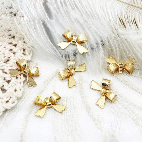 Brass Jewelry Pendants, Bowknot, plated, DIY, golden, 11x16.20mm, 2PCs/Bag, Sold By Bag