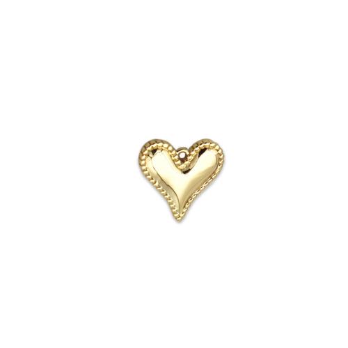 Brass Heart Pendants plated DIY golden Sold By PC