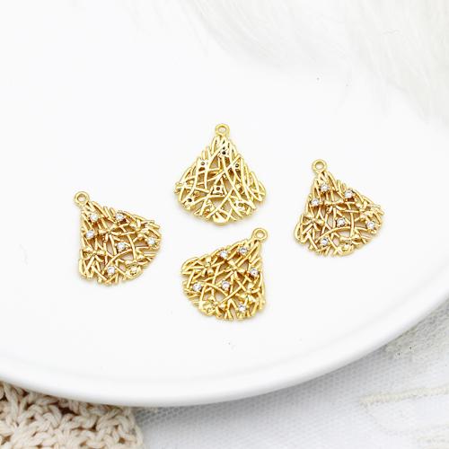 Cubic Zirconia Micro Pave Brass Pendant, plated, DIY & micro pave cubic zirconia, golden, Sold By PC