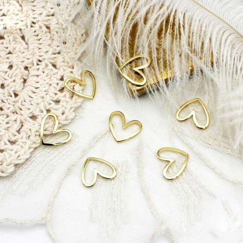 Pendentifs coeur en laiton, Placage, DIY, doré, 2PC/sac, Vendu par sac