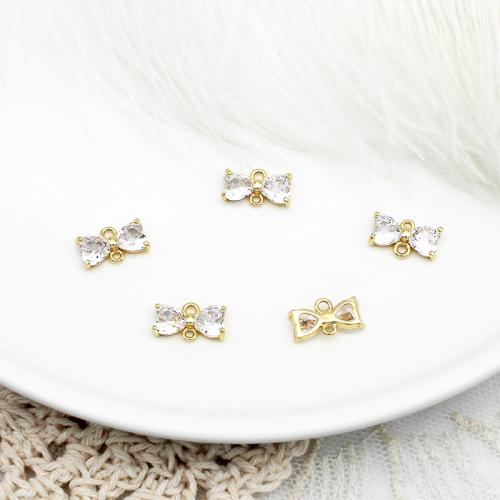 Cubic Zirconia Micro Pave Brass Connector plated DIY & micro pave cubic zirconia golden Sold By PC