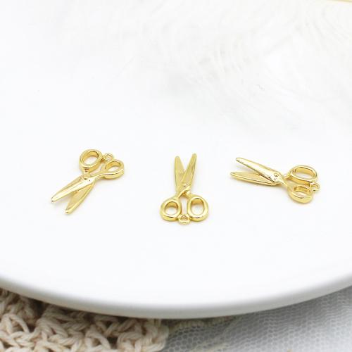 Brass Jewelry Pendants Scissors plated DIY golden Sold By PC