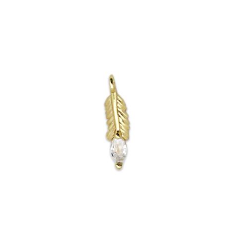 Cubic Zirconia Micro Pave Brass Pendant, Feather, plated, DIY & micro pave cubic zirconia, golden, Sold By PC