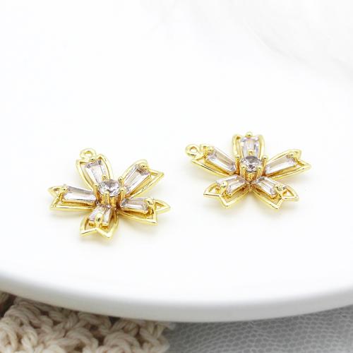 Cubic Zirconia Micro Pave Brass Pendant plated DIY & micro pave cubic zirconia golden Sold By PC