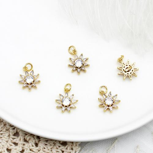 Cubic Zirconia Micro Pave Brass Pendant plated DIY & micro pave cubic zirconia golden Sold By PC