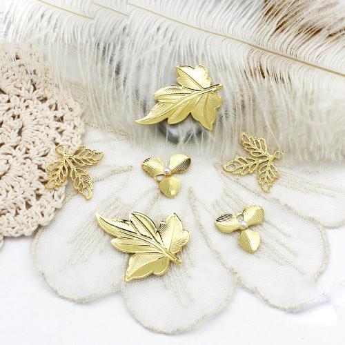 Brass Jewelry Pendants with Plastic Pearl plated DIY golden Sold By Bag