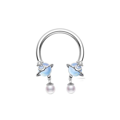 Stainless Steel Nose Piercing Jewelry 304 Stainless Steel with Gemstone & Plastic Pearl plated Unisex  & micro pave cubic zirconia & enamel Sold By PC