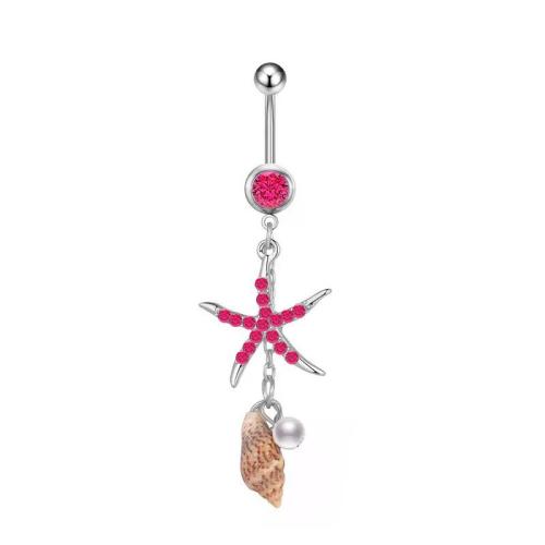 Stainless Steel Belly Ring, 304 Stainless Steel, with Plastic Pearl, plated, different styles for choice & micro pave cubic zirconia & for woman, more colors for choice, Sold By PC