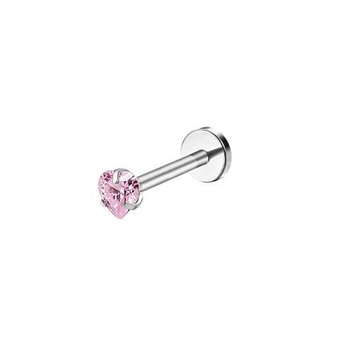 Stainless Steel Lip Ring 304 Stainless Steel plated Unisex & micro pave cubic zirconia pink Sold By PC