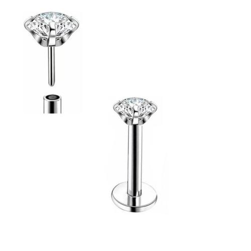 Anello in acciaio inox labbro, 304 acciaio inox, unisex & formato differente per scelta & Micro spianare cubic zirconia, bianco, Venduto da PC