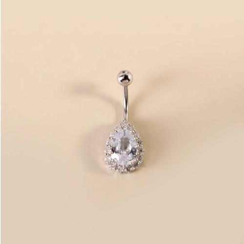 Stainless Steel Belly Ring, 304 Stainless Steel, plated, Unisex & micro pave cubic zirconia, more colors for choice, Sold By PC